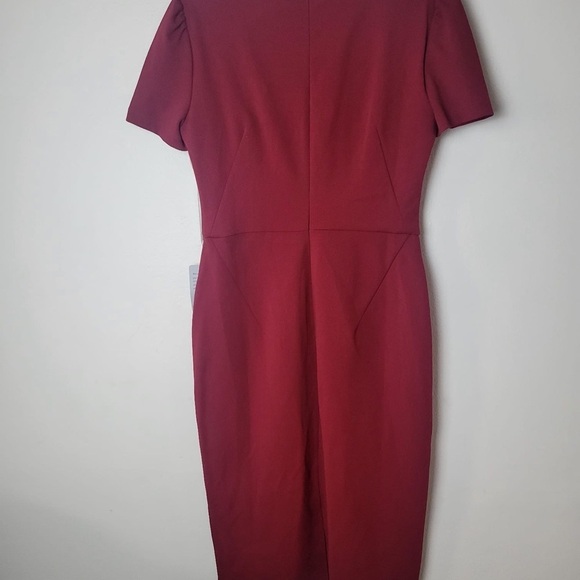 Maggy London Women's Midi Short Sleeve Sheath with Neck Tie Career Office Work - Picture 7 of 11